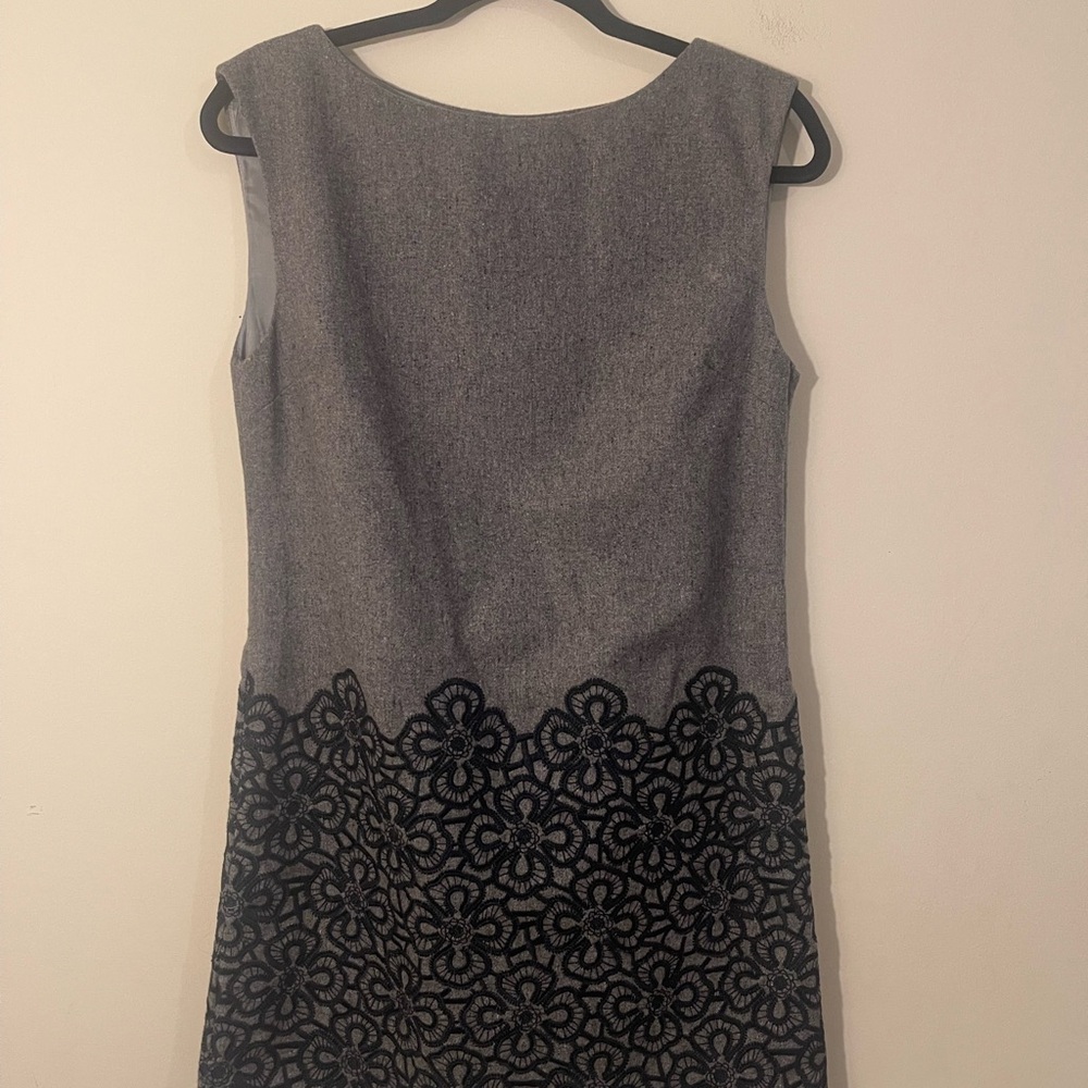 Tibi Gray and Black Sheath Midi Dress Sleeveless Bateau